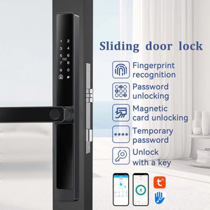 Serrure de porte intelligente Glomarket Tuya App, contrôlée par empreinte digitale et application, en aluminium/acier/bois, avec Wi-Fi et stockage cloud - Product Image 3