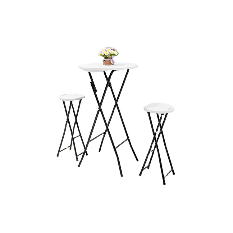 Commerciële Outdoor Cocktail Hoge Bar Tafels En Stoelen Set Goedkope Plastic Vouwbartafel