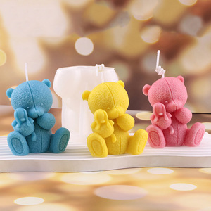 Teddy <b>Bear</b> Scented Candle Mold Diy Cake Decoration Plaster Mold Home Ornament Valentine'S Day Use - Product Image 1