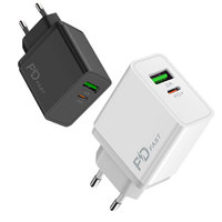 Adaptor pengisi daya ponsel, port ganda 30W ABS pengisi daya Cepat Tipe C USB-A QC3.0 20W Output daya Cepat