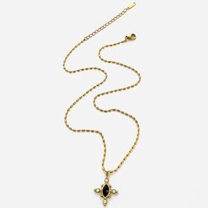 <span class=keywords><strong>Collier</strong></span> pendentif croix en acier inoxydable plaqué or 18 carats avec agate noire et coquille blanche, étanche, nouveau modèle Yf6399 - Product Image 6