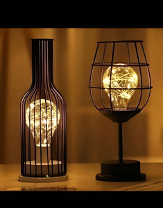 Modern Decorative Metal Cage Table Lamp Set with Warm LED <b>Bulb</b> Ambient <b>Night</b> <b>Light</b> for Bedroom Living Room Office and Home Decor - Product Image 3