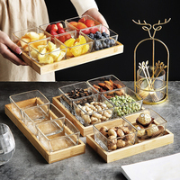 2023 Nieuwe Luxe Windverdeler Glas Doorzichtig Foodserviceblad Voor Fruitplaat In De Woonkamer Met Houten Dienblad