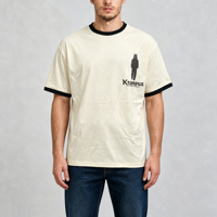 T-shirts décontractés pour hommes en tissu 100% coton de 220 grammes, impression numérique streetwear, couleurs contrastées, manches courtes, coupe oversize
