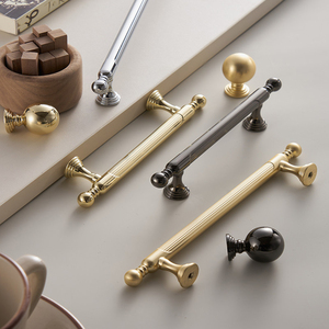 Maniglie per Mobili Zigrinate con Estremità a Sfera e Pomelli in Lega di Zinco Spazzolato con Spaziatura Fori 96/128/192mm per Armadietti, Vanità e Guardaroba - Product Image 3