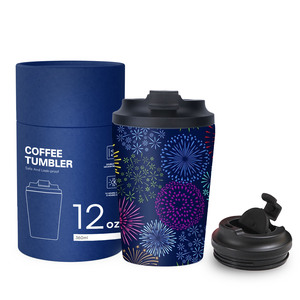 Vente en gros de tasses isothermes en acier inoxydable à double paroi de 12 oz avec impression personnalisée du logo, pour café chaud, avec couvercle - Product Image 3