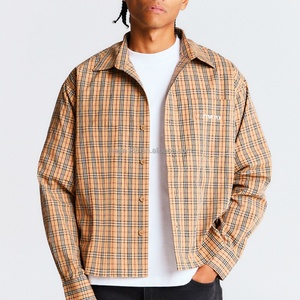 OEM Wholesale Custom <b>Men's</b> Comfortable 100% Cotton Long Sleeve Puff Print <b>Men</b> Button Plaid <b>Shirt</b> - Product Image 1