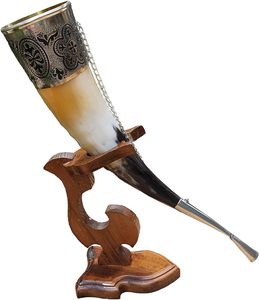 Cuerno Tradicional Vikingo para Amantes de la Historia Nórdica, Jarra Vikinga para Beber Estilo Medieval con Soporte de CRAFT ZONE EXPORT - Product Image 1