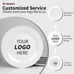 Assiette de service en céramique blanche personnalisée avec logo TRESUN, vaisselle de restaurant, design classique, décoration sous glaçure - Product Image 4