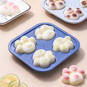 Moule à glaçons en silicone Patte de chat, 4 cavités, qualité alimentaire, réutilisable, pour boissons, chocolat, aliments pour bébés et savon - Product Image 3