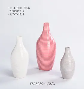 Vases à fleurs en céramique antiques peints à la main (blanc, rose et noir)