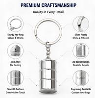 Porte-clés personnalisé en métal 3D en forme de fût d'huile, en alliage de zinc, cadeau industriel, breloque de sac, promotionnel pour station-service, vente en gros
