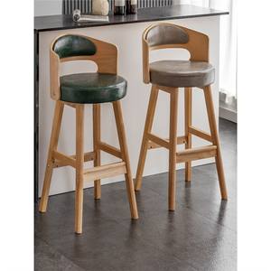 <span class=keywords><strong>Tabouret</strong></span> <span class=keywords><strong>de</strong></span> <span class=keywords><strong>bar</strong></span> en bois massif <span class=keywords><strong>de</strong></span> luxe minimaliste moderne avec dossier pour la cuisine et la maison <span class=keywords><strong>Tabouret</strong></span> haut commercial - Product Image 2