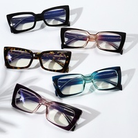 QSKY TR7001 Lunettes de lecture anti-lumière bleue à monture carrée petite en TR90, monture transparente écaille de tortue en TR90 CP