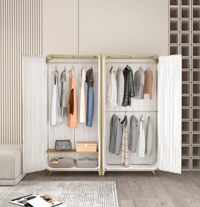 Armadio Nordico Moderno Semplice a Quattro Ante in Ferro, Impermeabile, Ignifugo, Ecologico, con Appendiabiti, Arredamento per la Casa - Product Image 3
