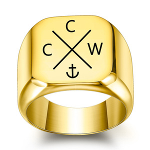 Anchor <b>Titanium</b> Steel <b>Ring</b> 18MM Square Geometric Unisex Jewelry Gift - Product Image 2