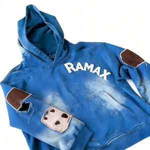 Sweat à capuche pour homme en coton 100% avec logo personnalisé, effet délavé, broderie, style décontracté, service OEM/ODM disponible - Product Image 2