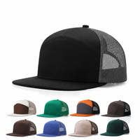 Casquettes de baseball personnalisées en nylon vierges à 7 panneaux, imperméables, avec boucle coulissante, dos extensible en maille perforée au laser