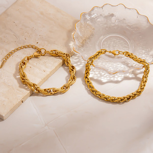 Pulsera de Acero Inoxidable Chapada en Oro de 18K, Estilo Hip Hop Punk, Joyería Unisex, Regalo, Diseño Geométrico, Pulsera de Cadena de Aleación de Zinc - Product Image 2