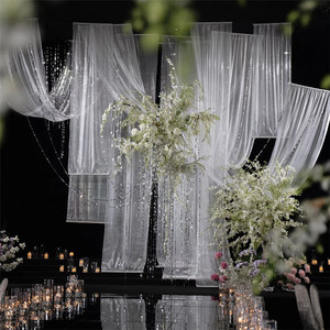 Tenda in Tulle <span class=keywords><strong>Bianco</strong></span> Scintillante per Palcoscenico Matrimoniale, Decorazione a Soffitto, Tessuto Fluido Effetto Ondulato, Filato Leggero e Fluente - Product Image 4