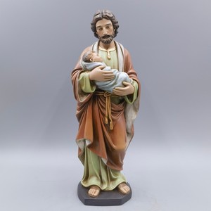 Escultura de Resina Hecha a Mano de San José, <span class=keywords><strong>Sagrada</strong></span> <span class=keywords><strong>Familia</strong></span> Religiosa con Figura del Niño Jesús - Product Image 2