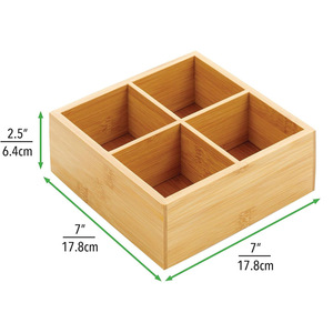 Bamboo Desktop Storage <b>Box</b> With Compartments Wooden Organizer For <b>Tea</b> Bags Office Supplies 18L Rectangle Standing Type - Product Image 5