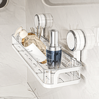 Boîte de rangement de salle de bain en métal, sans perçage, support à ventouse rotatif, étagère murale pour l'organisation de la salle de bain