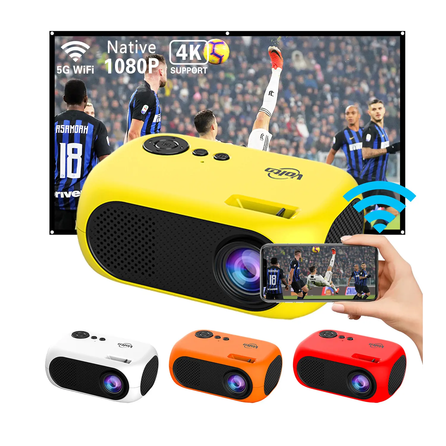 1080p Smart Android Wifi BT 4k mini projectorled high definition Mobile Phone small Projector for Home Theater
