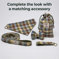 Collier pour chien Moorland Country Check Harris Tweed 100 % laine, personnalisé, gravé, avec fermoir Alumax à dégagement rapide, doublure douce