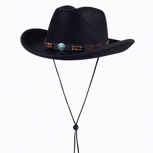 Sombreros de Vaquero de Fieltro Mexicano con Cuentas de Madera y Logotipo Personalizado al por Mayor, Sombreros de Vaquero Occidentales Morados de Moda Europea y Americana para Mujer - Product Image 2