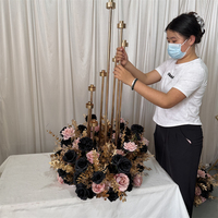 IFG Nouveauté Automne – Anneau de fleurs artificielles rose, noir et or pour décoration de table de mariage