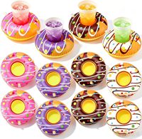 Lot de 12 supports gonflables pour boissons en forme de donut, 7,8 pouces, flotteurs pour boissons de piscine, pour fête d'anniversaire sur la piscine, 4 styles
