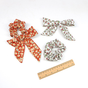Coletero Vintage con Estampado Floral de Margaritas, Lazo de Cinta Larga, Accesorio Decorativo para el Cabello, Estilo Boho para Mujer, Verano - Product Image 3