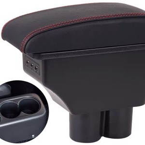 Reposabrazos PDR para Suzuki Jimny con puerto USB, consola central de almacenamiento en cuero negro - Product Image 2