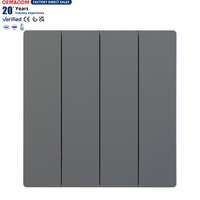 Panneau d'interrupteurs muraux à contact en cuivre, matériau PC ignifuge, boîtier durable, OEM, 4 interrupteurs 1 voie