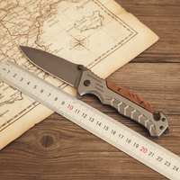 Couteau pliant en acier inoxydable 3Cr13Mov avec manche en bois, finition haute brillance, style vintage, pour droitier, extra tranchant, EDC multifonctionnel