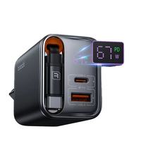 Toocki Produk Terbaru Laris Manis Teknologi GaN PD 67W 3-Port USB+Type-C Pengisi Daya Cepat Kabel Retractable Laptop Proteksi OTP