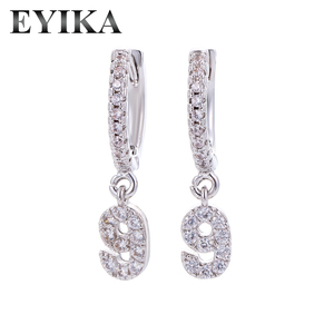 Pendientes de aro con números y números chapados en plata, oro de 18 quilates - Product Image 3