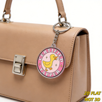 Portachiavi Certificato Yapper Duck, Paperella Gialla che Cacca su Cerchio Rosa, Divertente Accessorio per Amanti delle Chiacchiere, per Borse, Chiavi, Zaini