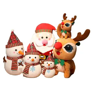 도매 크리스마스 시리즈 봉제 장난감 카와이 산타 클로스 눈사람 스카프 무스 부드러운 인형 동물 인형 크리스마스 선물