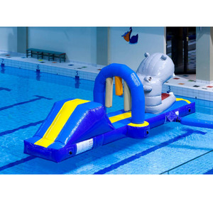 Toboggan <span class=keywords><strong>gonflable</strong></span> Hippopotame flottant avec piste de course pour piscines privées et commerciales - Product Image 2