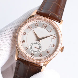 Montre-bracelet de luxe élégante et formelle avec lunette sertie de diamants, cadran argenté, or rose, idéale pour les cadeaux haut de gamme, les affaires et les soirées. - Product Image 2
