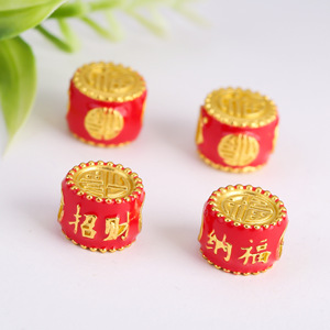 Traditional Cloisonne Enamel Double Sided Drum Beads <b>Red</b> Gold Lucky Charm DIY Jewelry Accessories For <b>Bracelets</b> Necklaces - Product Image 1