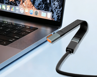 Kabel USB 4.0 C Male ke C Male Flat Cable 80Gbps USB C ke C Bentuk L 90 Derajat PD240W Pengisian Daya Dukungan Video 8K