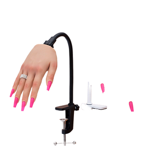 Main d'entraînement <span class=keywords><strong>en</strong></span> <span class=keywords><strong>silicone</strong></span> (noir/blanc) avec <span class=keywords><strong>bras</strong></span> flexible et pince de fixation pour bureau, idéale pour l'entraînement au nail art – Vente directe usine - Product Image 1