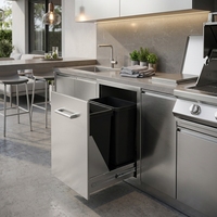 Poubelle coulissante en acier inoxydable 304, étanche, pour cuisine extérieure, barbecue