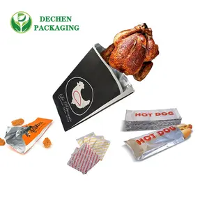 BBQ Chicken Takeaway Take Out Lined Hot Dog Sleeves Sandwich Aluminum Foil Paper Bag Packing