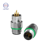 Connecteur étanche Lshitech M12 en acier inoxydable avec boîtier en cuivre, contact B/D/P, cordon 4-5 broches mâle/femelle
