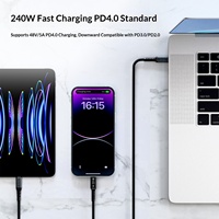 Câble de données USB 5.0 Type-C mâle-mâle 240W 16K60Hz 80 Gbit/s compatible Thunderbolt 4, charge rapide pour ordinateur et iOS
