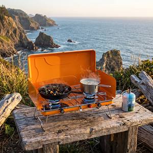 Réchaud de camping portable à <span class=keywords><strong>double</strong></span> brûleur au <span class=keywords><strong>butane</strong></span>, barbecue extérieur, réchaud à gaz compact coupe-vent pour la maison et le camping - Product Image 6
